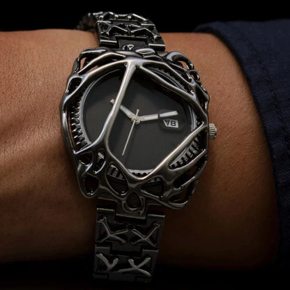 Fashion Y2K Antique Alabaster Quartz Watch Men Retro Black Strap Red Medieval Old Unique Creative Men Watches Luminous AAA Clock