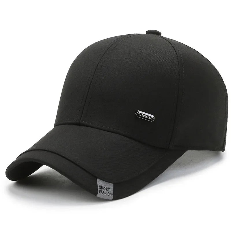 Men's Baseball Hat Hard Top Spring Autumn Big Head Circumference Cotton Cap Sun Protection Dad Cap Adjustable Strap Fishing Hat