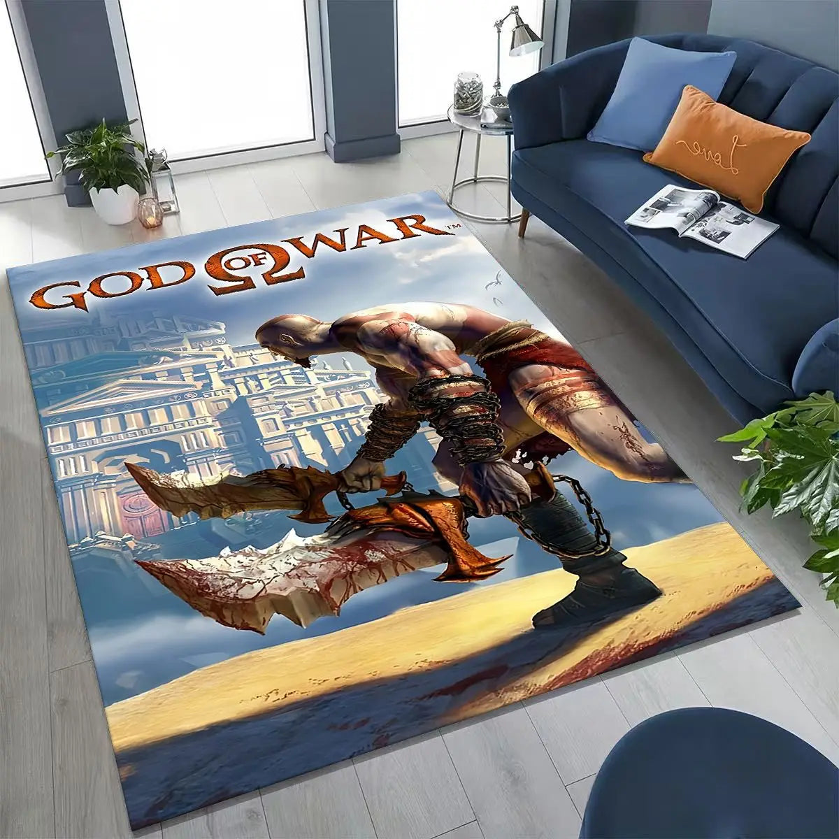 Classics God of War Kratos 3A Game Gamer Rug for Bedroom Living Room Sofa Home Doormat Decor, Large Kids Play Non-slip Floor Mat