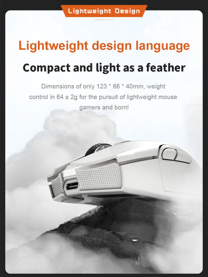 Motospeed Darmoshark N3 Pro Bluetooth vezeték nélküli gamer egér, dupla 8K, hárommódú, újratölthető, PAW3395, 64g, ergonomikus gamer egér