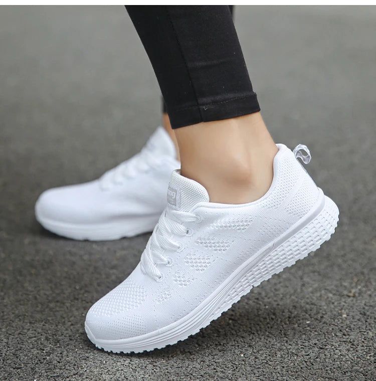 Women's Sneaker 2025 New Fashion Breathable Trainers Comfortable Sneakers Mesh Fabric Lace Up Women's Tennis Shoes For Women