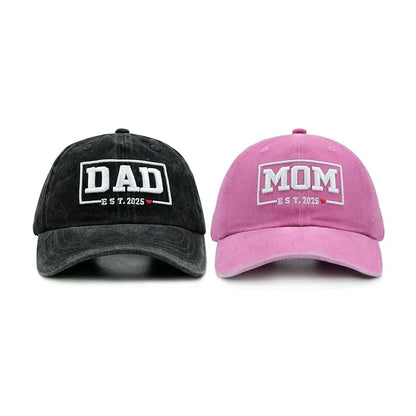 2 vnt. retro stiliaus išblukintos „DAD MOM“ siuvinėjimo moteriškos beisbolo kepurės, lauko sportui skirtos reguliuojamos, nuo saulės apsaugančios ir kvėpuojančios vairuotojų kepurės