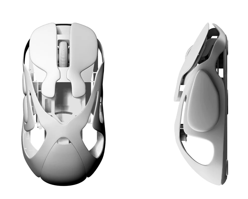 Angry Miao Infinity Gaming Wireless Mouse Hot-Swappable Metal Ultralight Hollow PAW3950 Dual 8K Wired Tri-Mode Orange