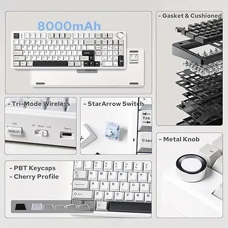 Teclado mecánico gaming AULA F99 Pro E-sports de tres modos, RGB, hot-swappable, 96%, PBT, inalámbrico personalizado con perilla multimedia