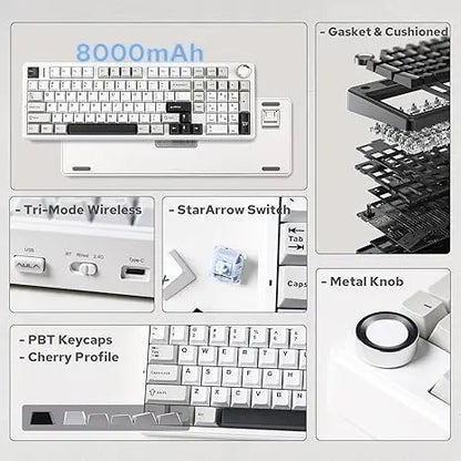 Teclado mecánico gaming AULA F99 Pro E-sports de tres modos, RGB, hot-swappable, 96%, PBT, inalámbrico personalizado con perilla multimedia