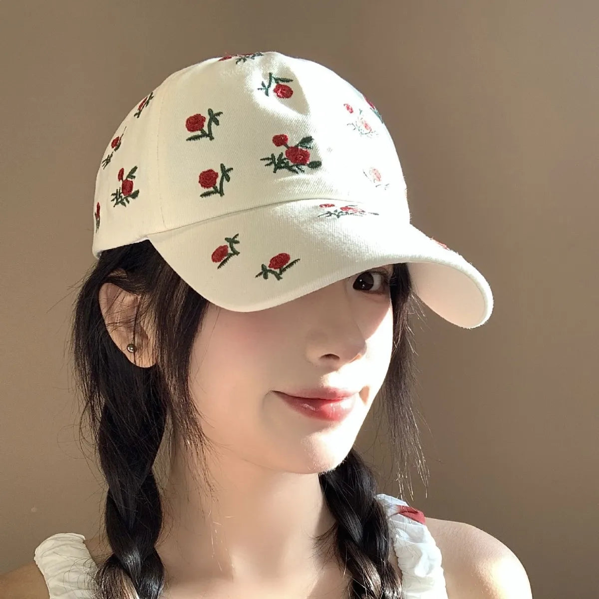 Cute Hats Japanese Sweet Style Retro Embroidered Baseball Cap Versatile Women's Baseball Cap Casual Sunshade Sun Protection Cap