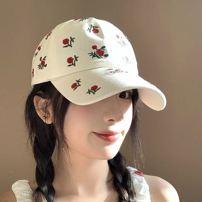 Cute Hats Japanese Sweet Style Retro Embroidered Baseball Cap Versatile Women's Baseball Cap Casual Sunshade Sun Protection Cap