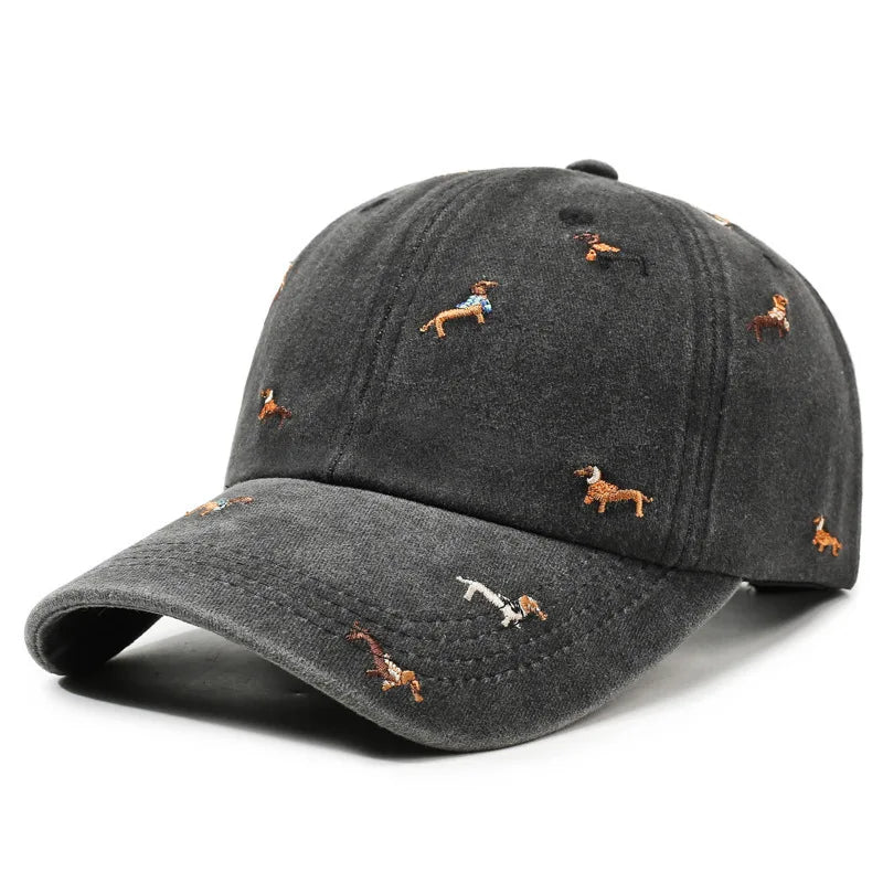 New puppy retro spring and autumn fashion washed Auteng soft top baseball cap, street worn new duckbill hat with embroidery