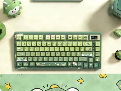 Womier SK80 Green Keyboard Gasket Mounted RGB Hot Swap with Color OLED Display 75% Mechanical Gaming Keyboard for PC