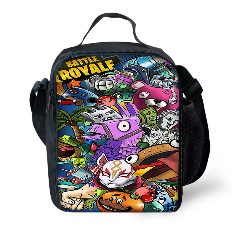 Mochila Escolar Infantil Hot Game com Lancheiras, Design-F-FortniteS, Estojos para Lápis, Mochilas Escolares para Rapazes e Raparigas, Melhor Presente