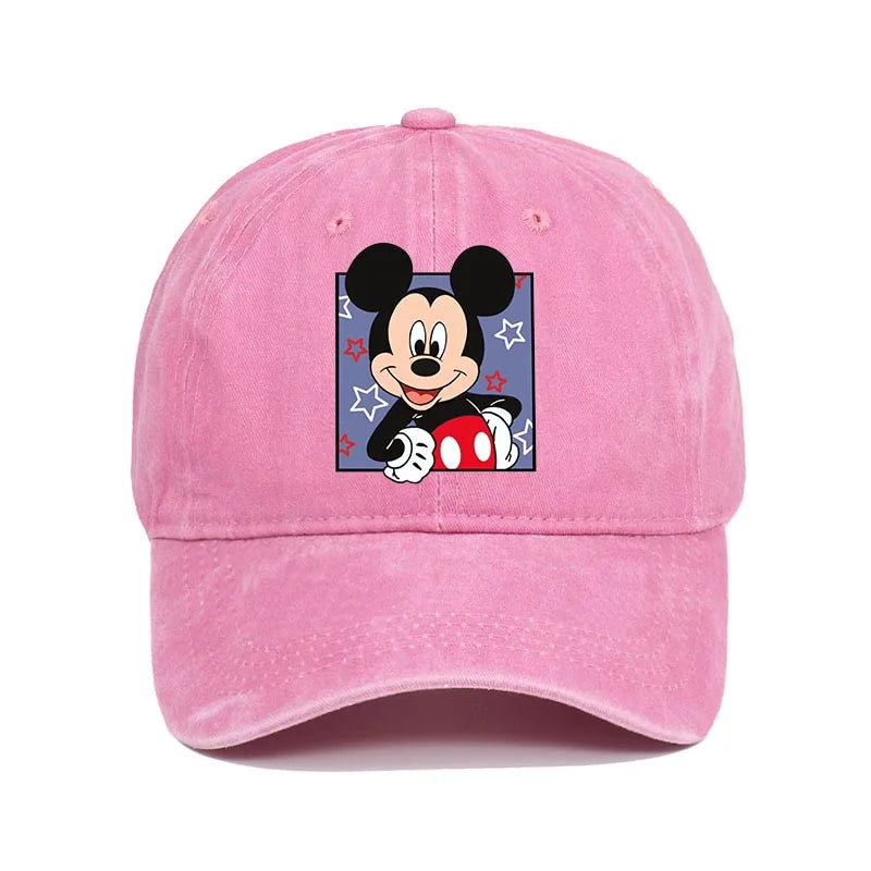 Retro Washed Mickey Mouse Print Baseball Cap Men Women Vintage Kpop Snapback Cap Adjustable Breathable Trucker Hat Sunscreen Hat