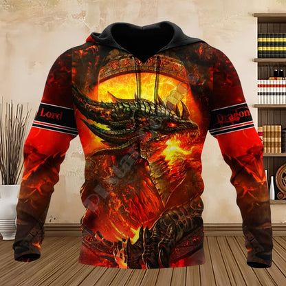 Tattoo Dragon Sweatshirts Spring and Autumn 3D Print Men Hooded Hoodies Long Sleeve Unisex Streetwear Casual Sweatshirts for Men