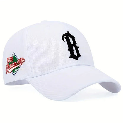 Unisex B Letter Embroidery Baseball Caps Adjustable Casual Hats Spring and Autumn Outdoor Sunscreen Hat