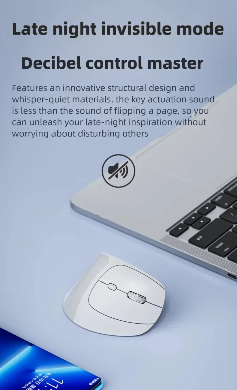 Inphic X9 PRO Vertical Wireless Mouse, Ergonomic Silent Bluetooth & 2.4G Rechargeable Mouse with Type-C Fast Charging, 12800 DPI for Laptop, PC & Gaming