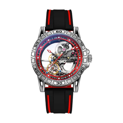 MUSANFIGO hollowed out fully automatic men's watch with mechanical movement, men's night light waterproof trendy watch