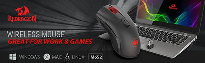 Bezdrôtová optická myš Redragon M652 2.4G s USB prijímačom, prenosná herná a kancelárska myš, 5 nastaviteľných úrovní DPI
