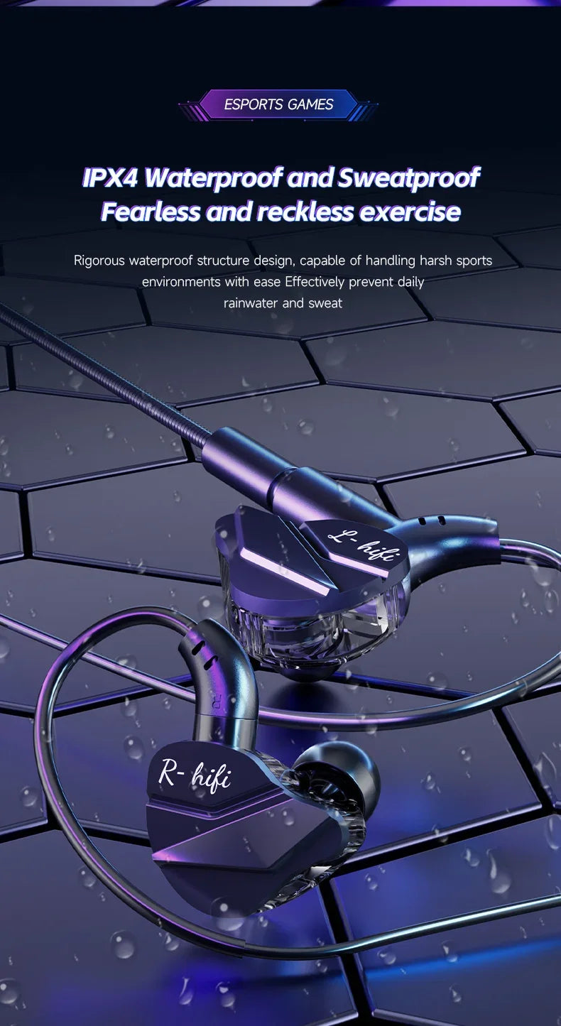 Gaming Earbud Gamer Headphone With Dual Microphones Typec&3.5mm In-ear Earphones HiFi Stereo Headsets Sport with Mic for Samsung