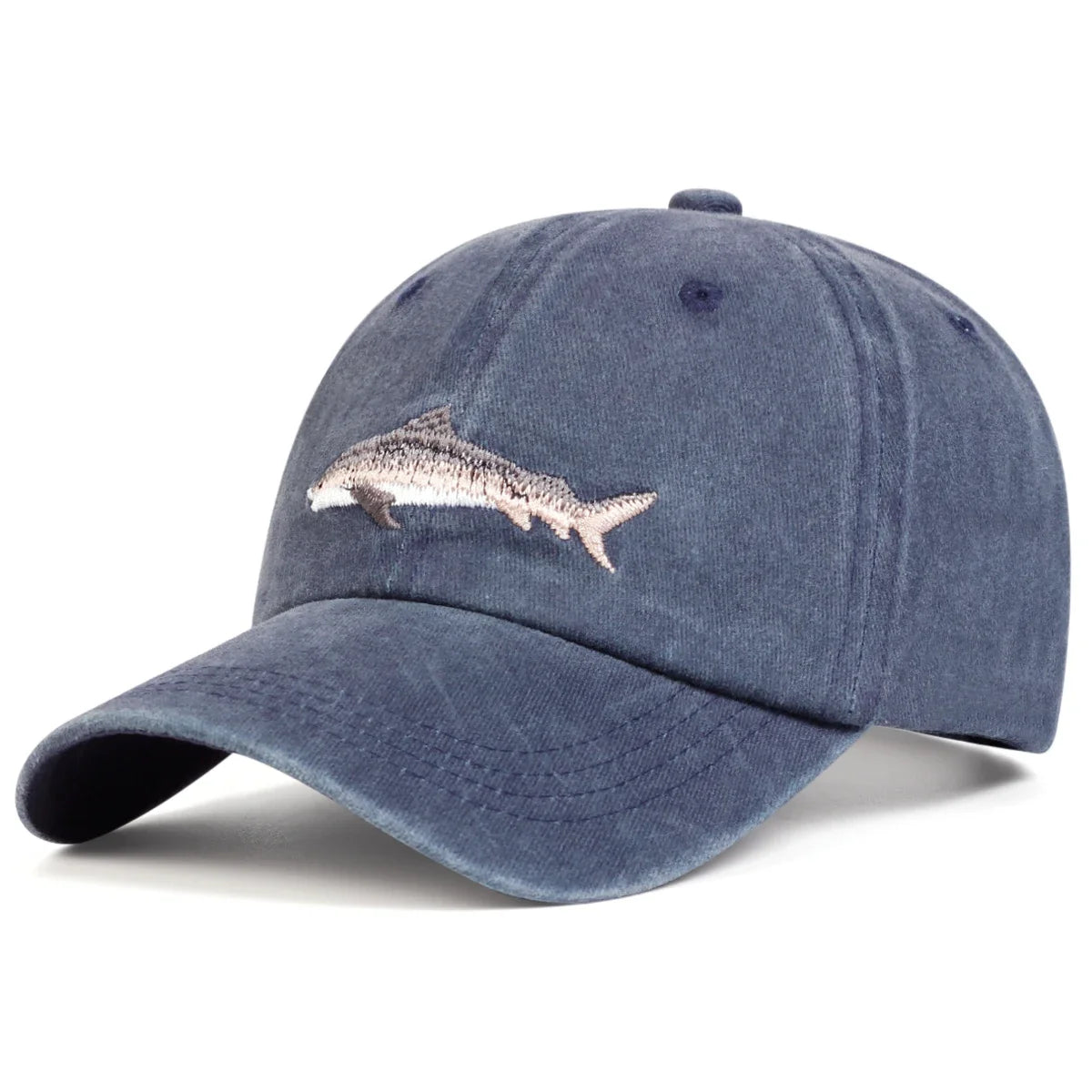 Unisex Shark Embroidery Wash Baseball Caps Spring and Autumn Outdoor Adjustable Casual Hats Sunscreen Hat Sports Cap