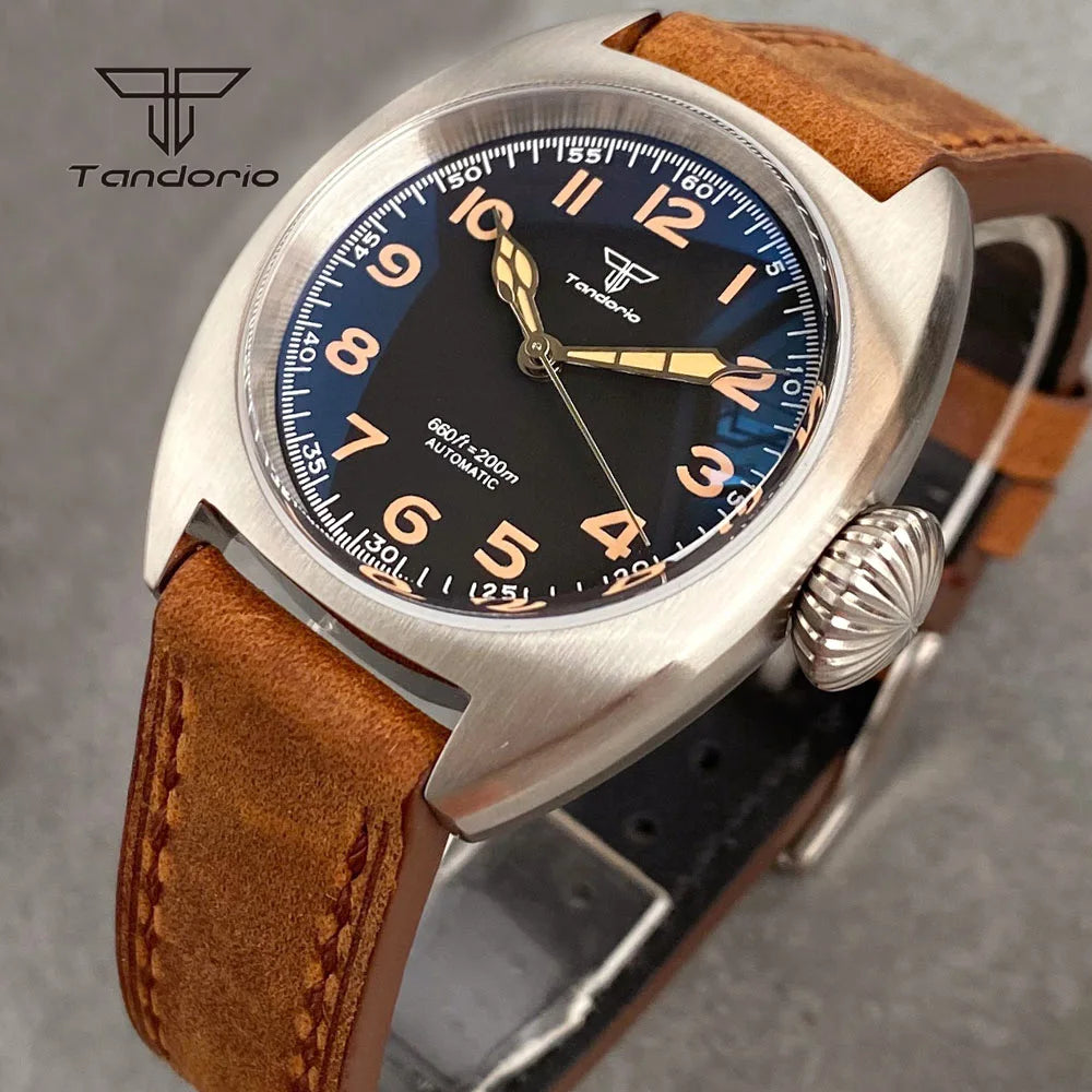 Tandorio 36mm Dive Military Automatic Miyota8215 Mechanical Watch for Men Domed Sapphire Unisex Wristwatch 20BAR Waterproof Lume