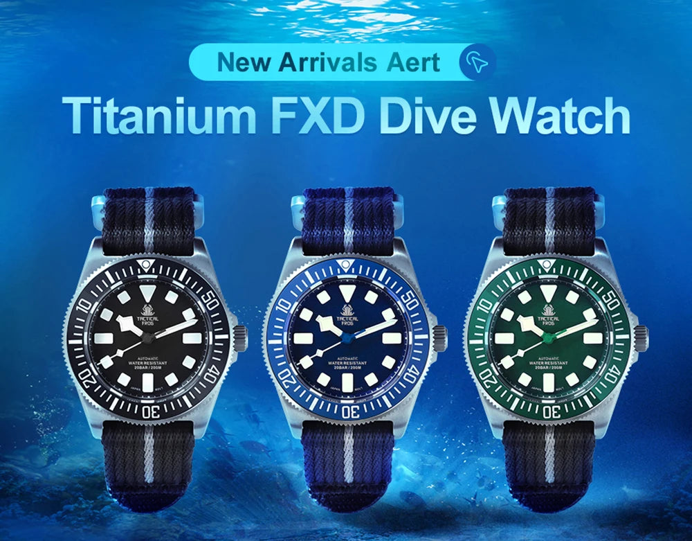 Tactical Frog FXD V4 Mechanical Watch NH35 Automatic Movement Titanium Mens Watches 200m Waterproof Sapphire Luminous 42mm Watch