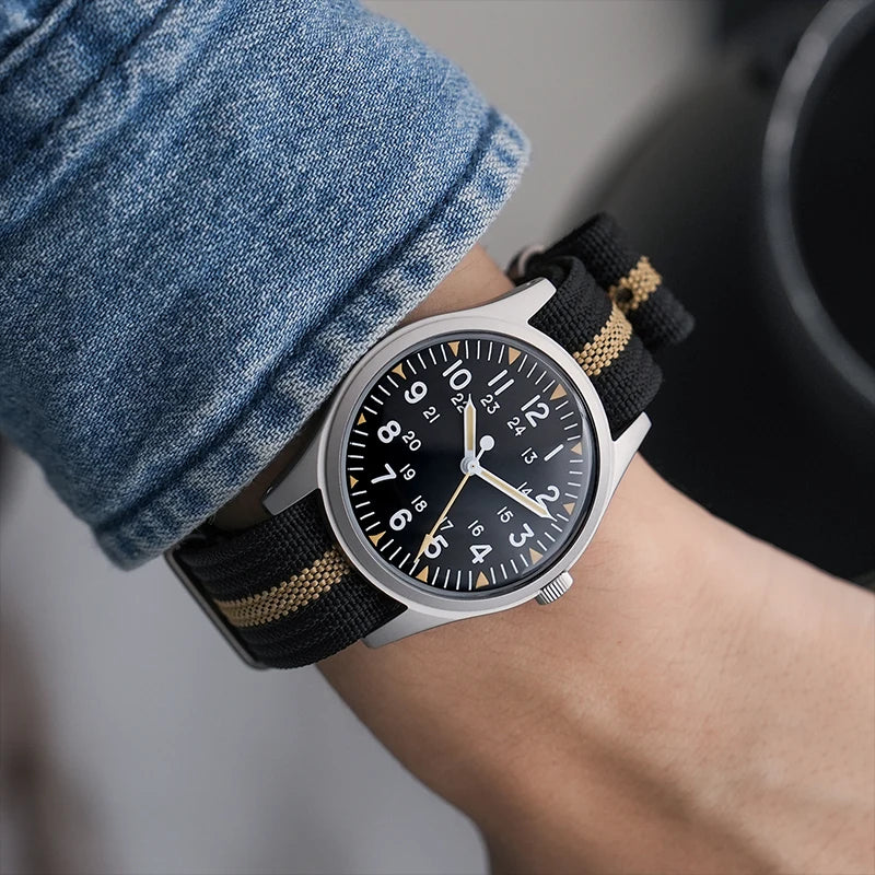 Militado ML07 Military Watch VH31 Quartz Movement Sapphire Crystal Luminous AR Coating Vintage Watches 100m Waterproof
