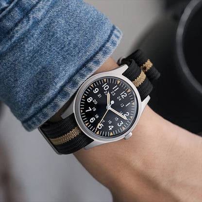 Militado ML07 Military Watch VH31 Quartz Movement Sapphire Crystal Luminous AR Coating Vintage Watches 100m Waterproof