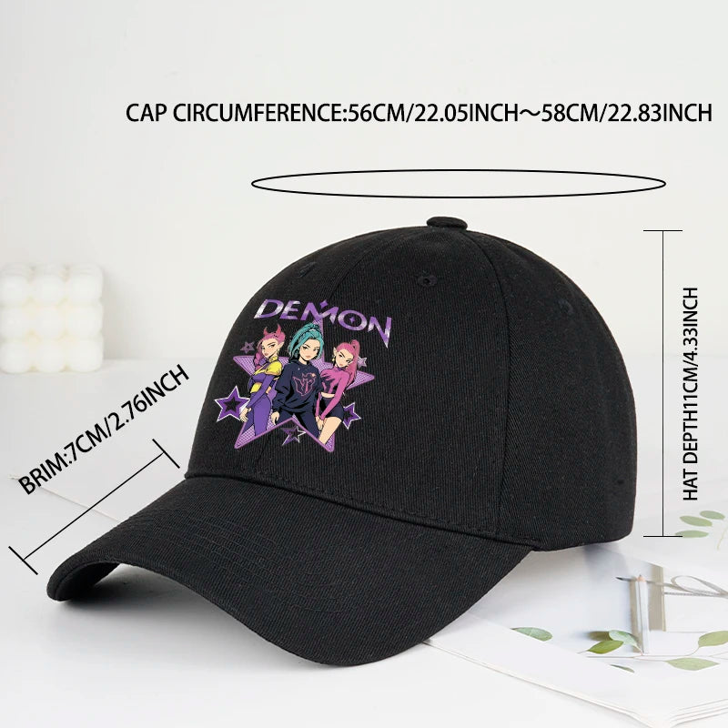 Demon Girl Group Cartoon Print Baseball Cap Men Women Y2K Streetwear  Adjustable Dad Hat Sun Hat