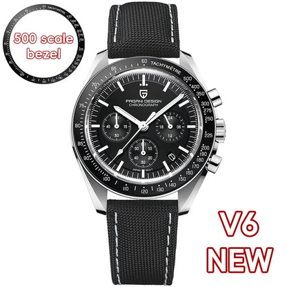 PAGANI DESIGN 2026 New Saturn Men's Watches Quartz Watch For Men Light Tan Sport Chronograph AR Sapphire Crystal Wrist Watch Men