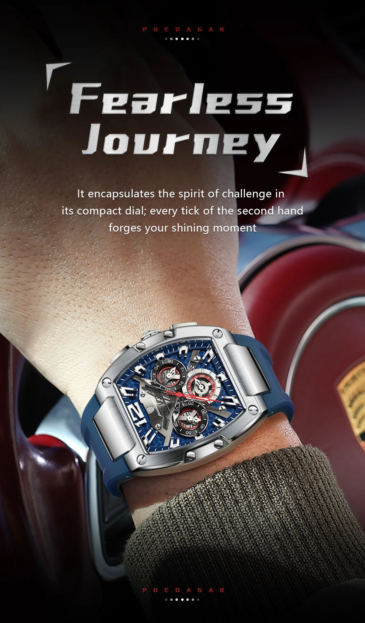 POEDAGAR Fashion Brand Men's Watch Luminous Waterproof Date Sports Male Watch Chronograph Silicone Quartz Watches For Man Reloj