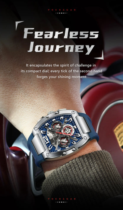 POEDAGAR Fashion Brand Men's Watch Luminous Waterproof Date Sports Male Watch Chronograph Silicone Quartz Watches For Man Reloj