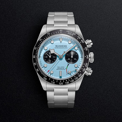 Sugess Chronograph Men Watch Original ST1907 Swanneck Pilot Mechanical Wristwatches Domed Sapphire Crystal Dopamine S457 2025new