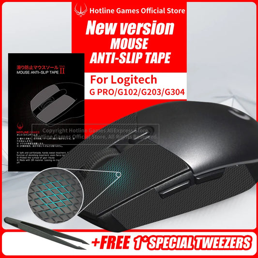 Hotline Games skridsikker musetape til Logitech G305 G203 G102 G304 – svedresistente sidepuder og skridsikre klistermærker til mus