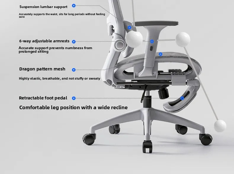 Többfunkciós irodai szék, számítógépes szék, dönthető pihenőszék, ergonomikus forgószék, e-sport szék