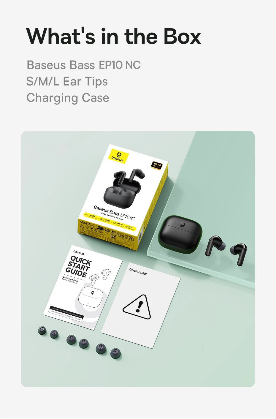 Baseus Bass EP10 NC True Wireless Earbuds Bluetooth 6.0 – ANC Noise Cancelling Earbuds with 4-Mic AI Clear Calls & 41H Playtime