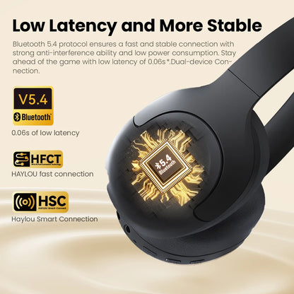 HAYLOU S30 Wireless Bluetooth 5.4 Headphones – 43dB Adaptive Noise Cancelling ANC Headset, 40mm Drivers, 80H Playtime, Hi-Res Audio Over-Ear Headphones