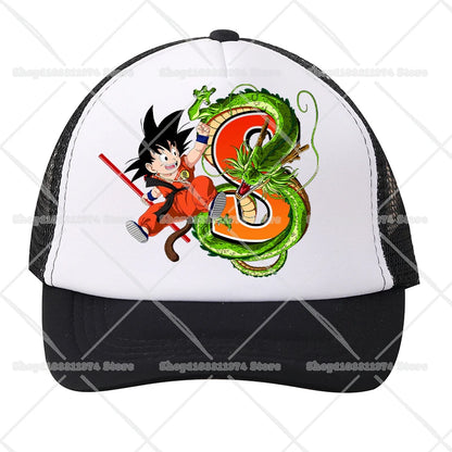 Dragons Ball Mesh Baseball Caps Cartoon Son Goku Letter Adult Kids Sports Hats Anime Summer Outdoor Sunshade Peaked Cap Gift New