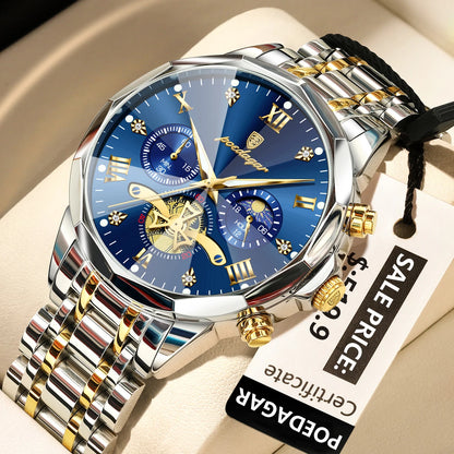 POEDAGAR Luxury Men Watch Top Original Waterproof Luminous Chronograph Man Wristwatch Stainless Steel Quartz Men's Watches Reloj