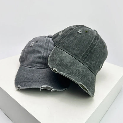 New Unisex Broken Style Solid Baseball Hats Breathable American Vintage Sunshade Simple Peaked Cap Versatile Fashion Casual ins