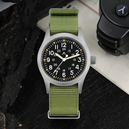 Militado ML05 38mm Vintage Watch VH31 Quartz Movement Field Watches Domed Sapphire Crystal With High Clear AR Coating Wristwatch