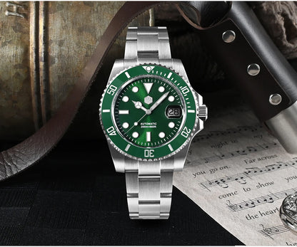 San Martin 40mm Water Ghost PT5000 Automatic Men Diving Watch Business Mechanical Sapphire Waterproof 20Bar Luxury BGW-9 SN0017D