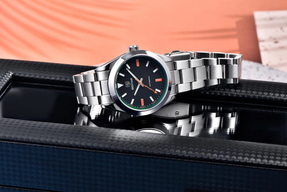 2026 New BENYAR White Mens Watches Top Luxury Automatic Watch For Men Mechanical Stainless Steel Luminous Sports Wristwatches