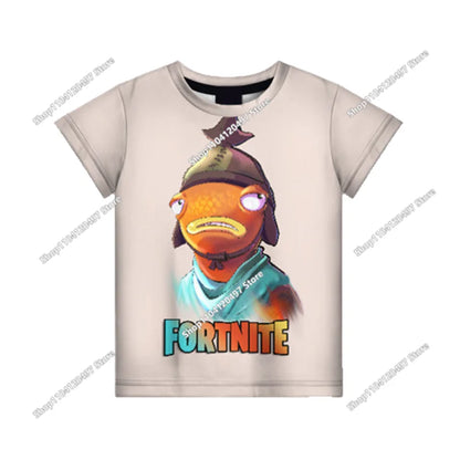 T-shirts Fortnite Anime para Menina, T-shirt Branca para Rapaz, T-shirts Cartoon para Bebé, Camisolas de Verão com Estampado Fofo, Tops de Disfarce