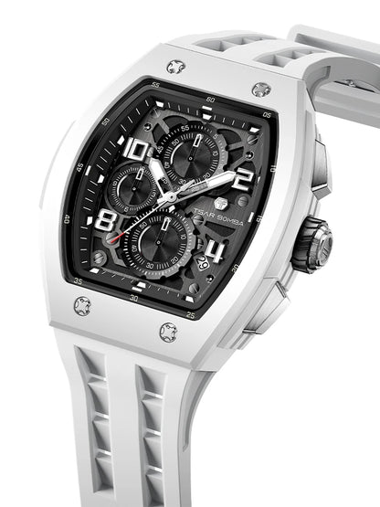 TSAR BOMBA Watch for Men Luxury Brand Tonneau Design Waterproof Clock Stainless Steel Wristwatch Fashion Rectangle Mens Watch