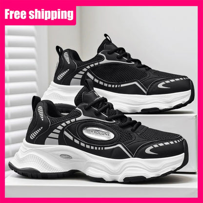 Herren-Sportschuhe – Neu, aus Mesh, atmungsaktiv, mit dicker Sohle, höhenverstellend, strapazierfähig, für den täglichen Weg zur Arbeit, vielseitig einsetzbare Freizeit-Sneaker