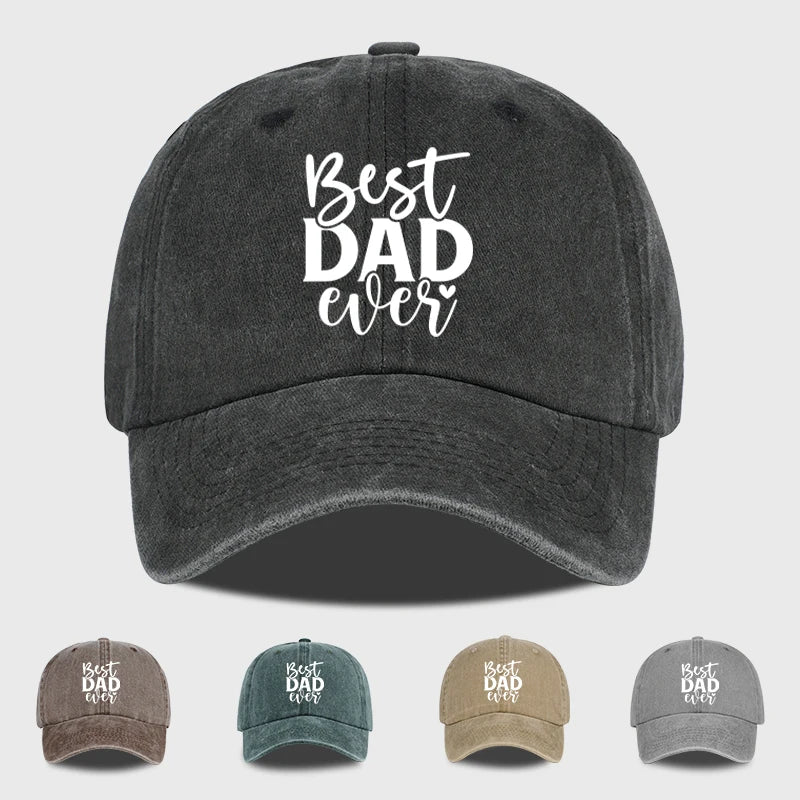 “Best DAD Ever” Printed Vintage Washed Baseball Cap – Adjustable, Casual, Men's Father's Day Gift, Dad Cap – Fishing & Hiking