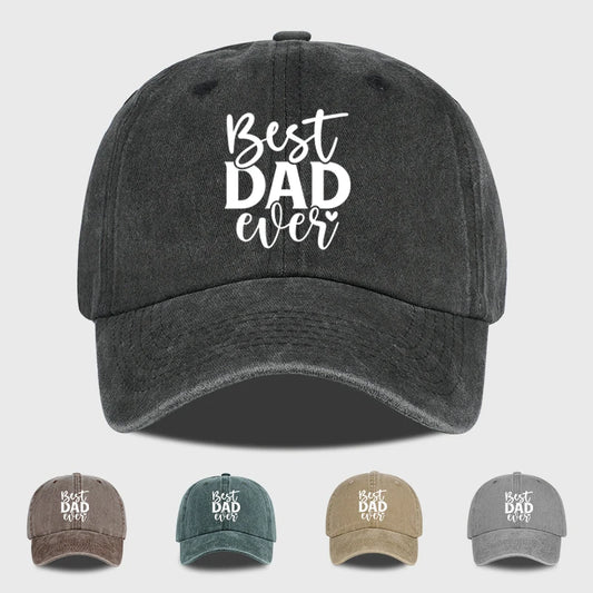 “Best DAD Ever” Printed Vintage Washed Baseball Cap – Adjustable, Casual, Men's Father's Day Gift, Dad Cap – Fishing & Hiking
