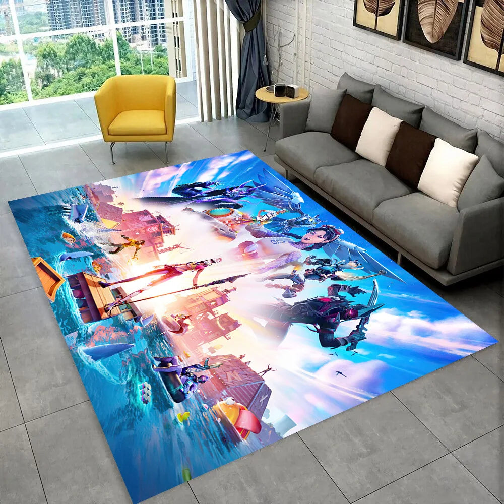 F-Fortnites Cartoon Game Carpet Rug for Playroom Bedroom Living Room Sofa Home Doormat Decor,Area Rug Non-slip Floor Mat Gift