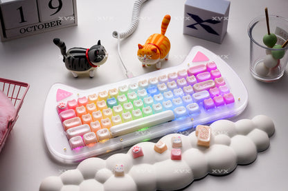 Keycaps XVX 148 Teclas Tema Gato Perfil MAO Keycap Coreana Brilhante e Fofa para Teclado 61 64 68 78 87 96 98 104 108