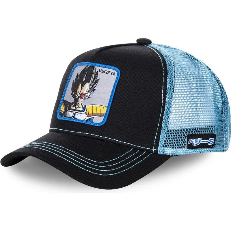 Șapcă Dragon Ball Son Goku de vară pentru călătorii, cu cozoroc, pentru bărbați, brodată, în stil hip-hop, cu vizieră de soare, șapcă de camionagiu ajustabilă din plasă