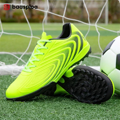 Baasploa Chaussures de football professionnelles pour homme, chaussures de sport d'entraînement antidérapantes pour l'extérieur, chaussures de football légères en cuir pour homme, Chuteira Campo